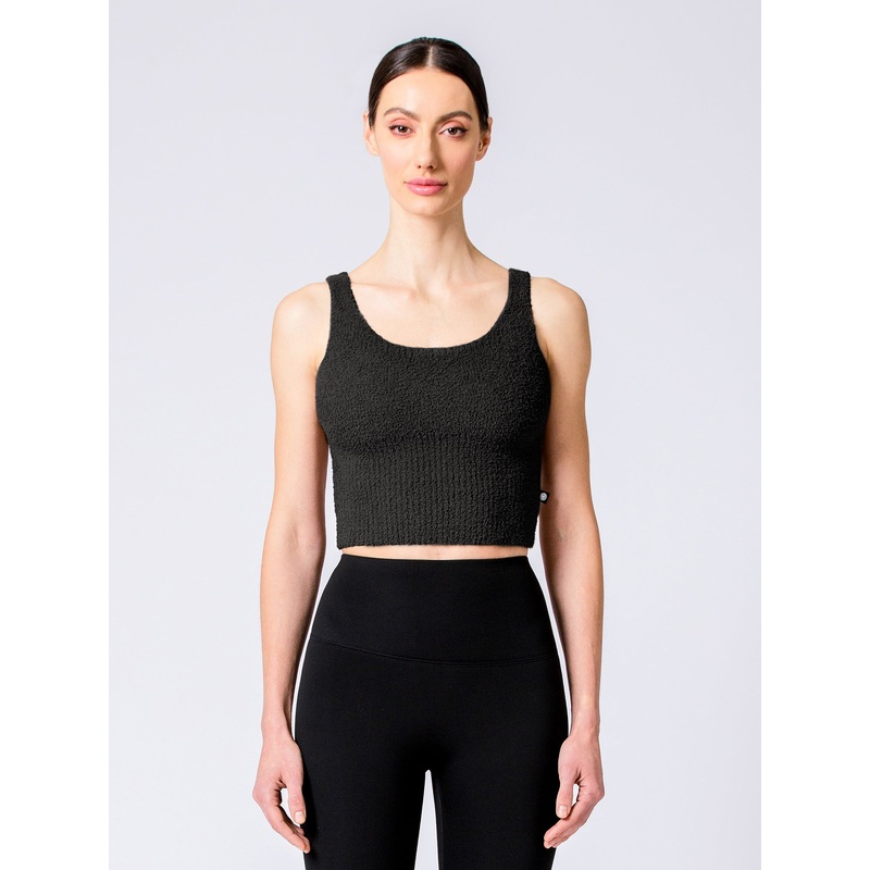 VEGAN WOOL TEDDY TANK, BLACK|S|M