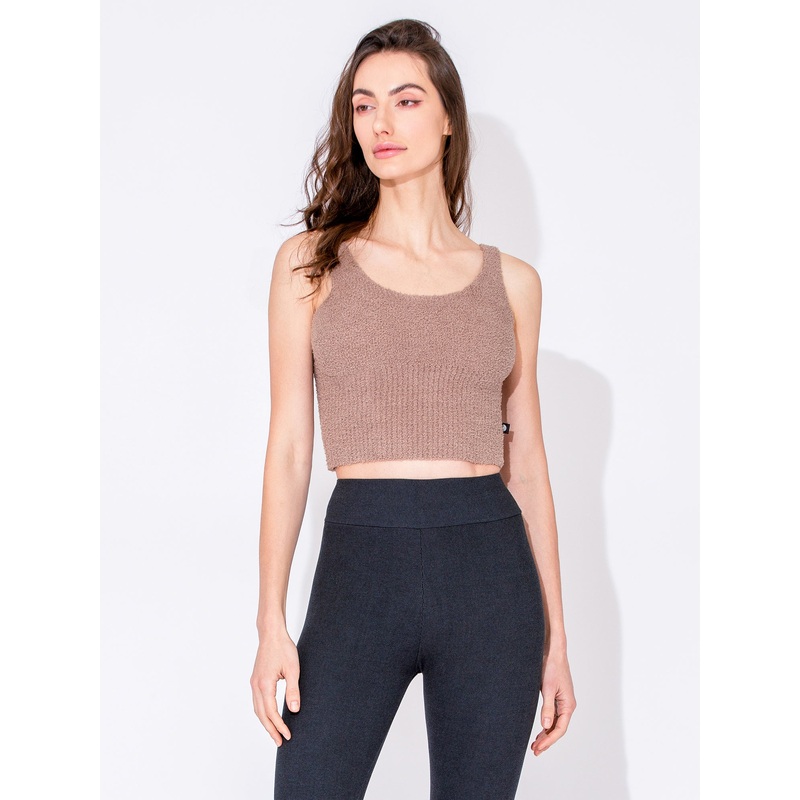 VEGAN WOOL TEDDY TANK, MOCHA|S|M