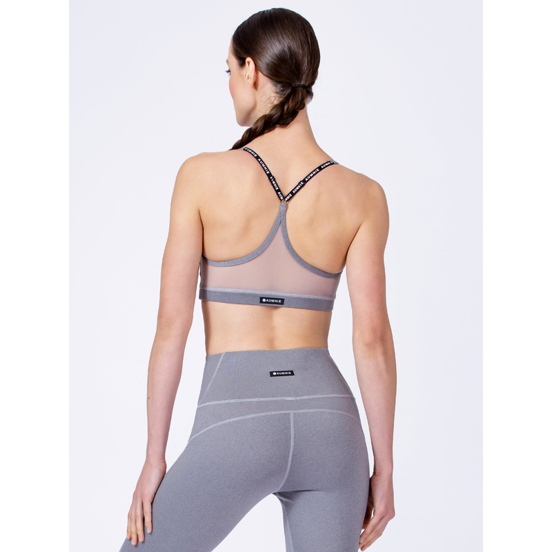 VERTICAL MESH BRA, LIGHT HEATHER GREY