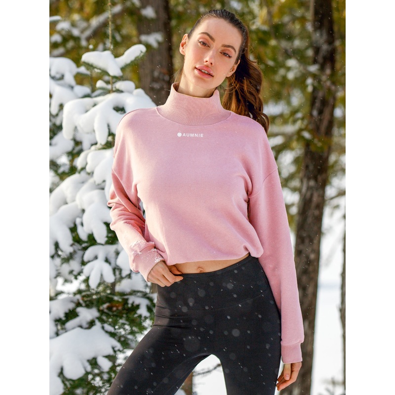 CT MOCK NECK SWEATSHIRT, PINK|XS|S|M|L