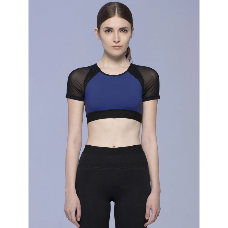 INTENSITY CROPPED TEE , ATLANTIC/BLACK MESH