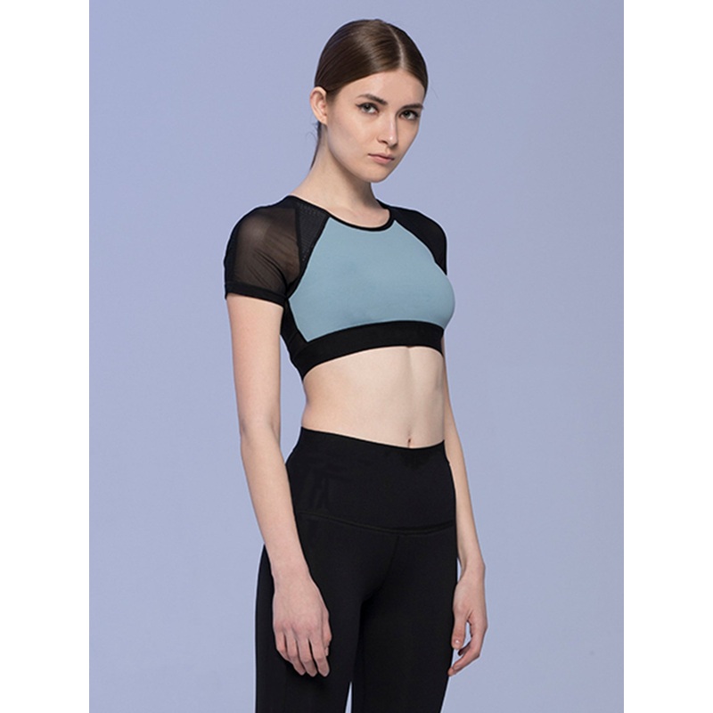 INTENSITY CROPPED TEE , STORM/BLACK MESH
