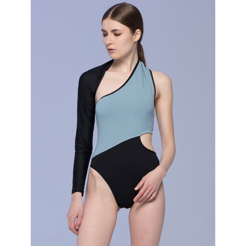 STRAIT BODYSUIT, STORM/PERFORATED MESH