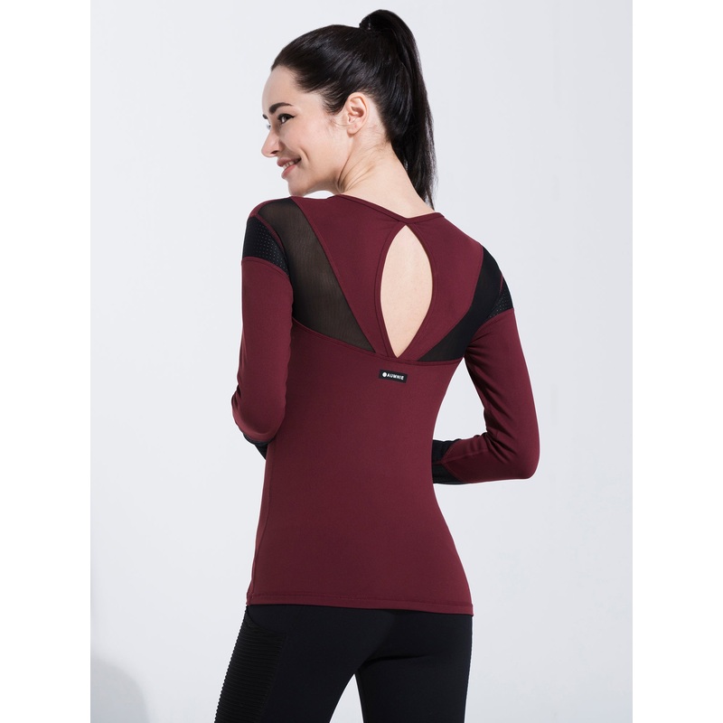 TRIANGLE MESH TEE, BORDEAUX|XS|S|M|L|BORDEAUX