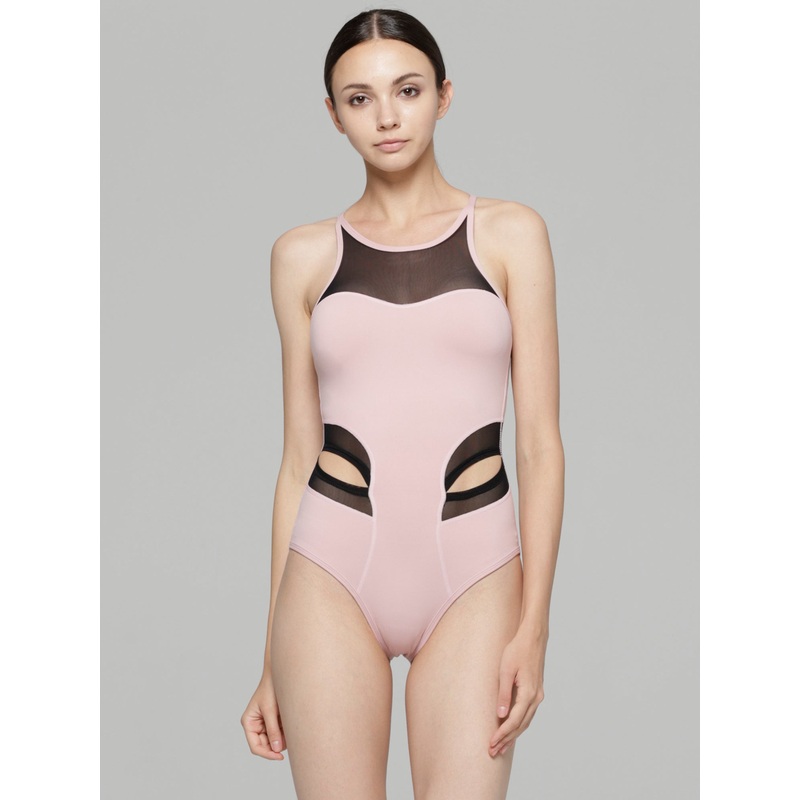 FLORET BODYSUIT, BLUSH/BLACK MESH