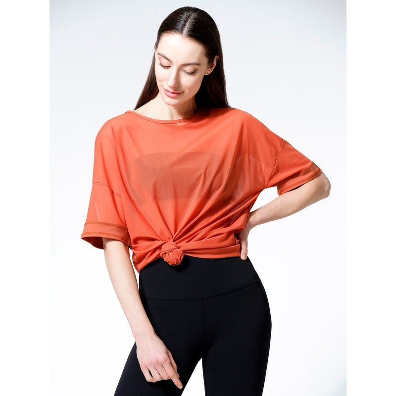 OVERSIZED MESH TEE, MAPLE|XS|S|M|L