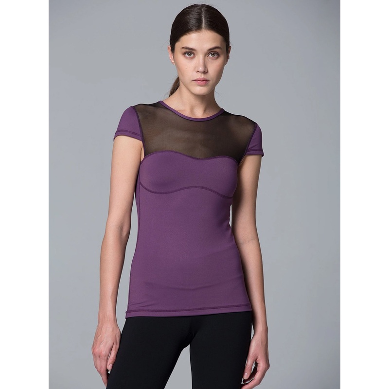 PEARL TEE, ORCHID/BLACK MESH|XS|S|M|L|Orchid