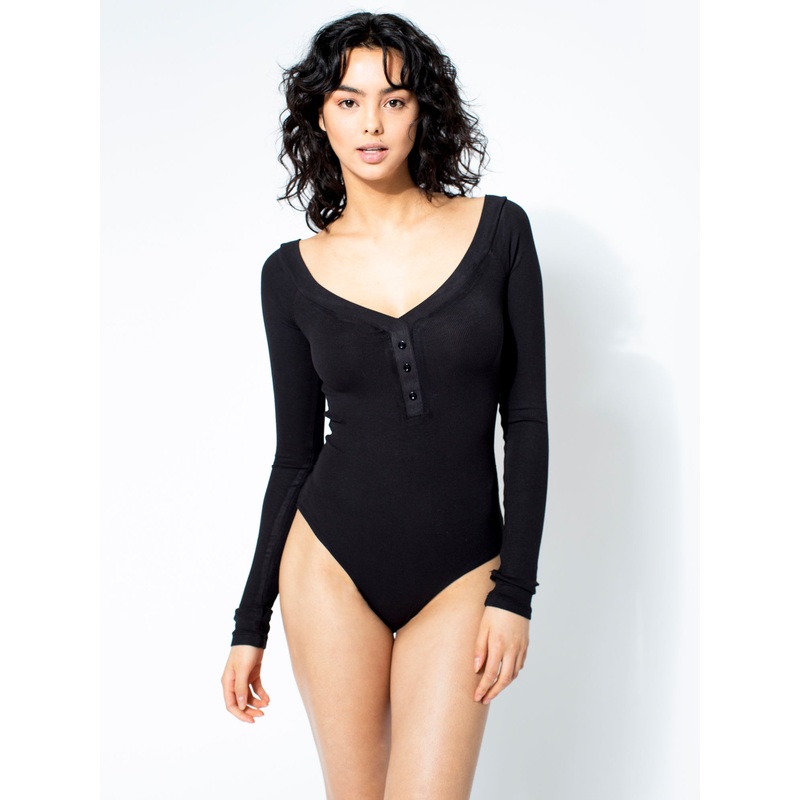 RIBBED BODYSUIT, BLACK|S|M