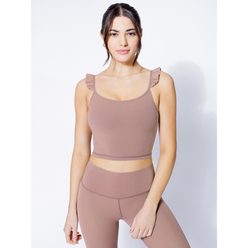 RUFFLED SIMPLICITY TANK, ASH MAUVE