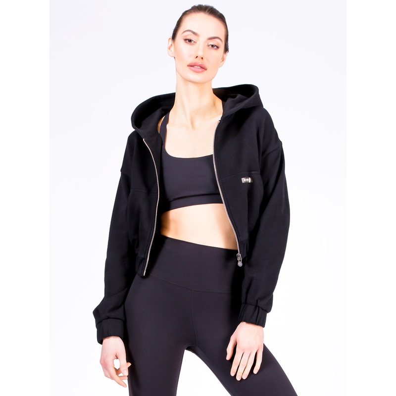 ZIP UP CROPPED HOODIE, BLACK|XS|S|M|L