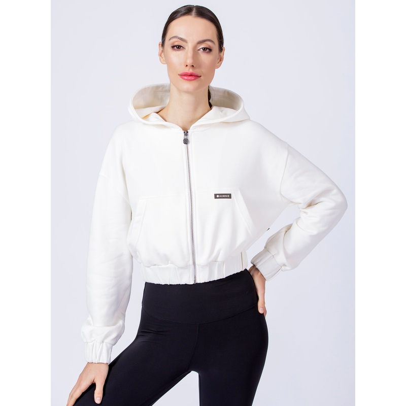 ZIP UP CROPPED HOODIE, WHITE|XS|S|M|L
