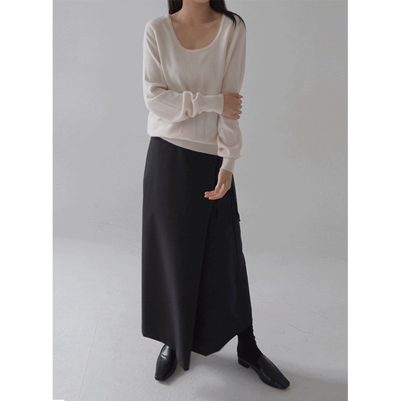 All Day Round Round Neck Knit|Ivory|Beige|Gray|Black