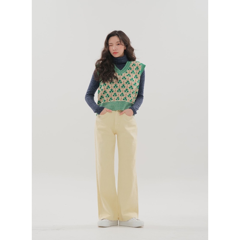 Color Wide Leg Pants B1801|Yellow|Pink|Mint|Purple|Gray|S|M|L