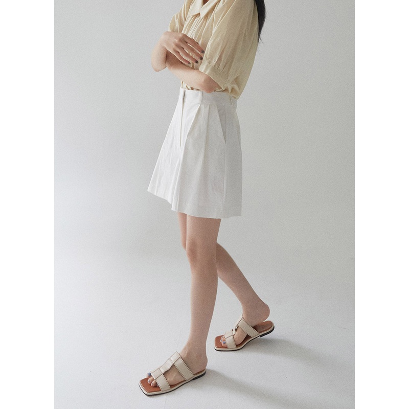 Cotton Pintuck Half Pants|Ivory|Mint|Navy|S|M