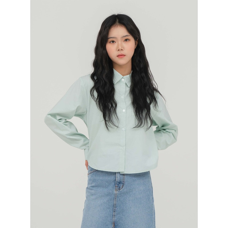 Crop Shirt K0302|White|Cream|Pink|Purple|Yellow|Mint|Skyblue|Navy|S/M
