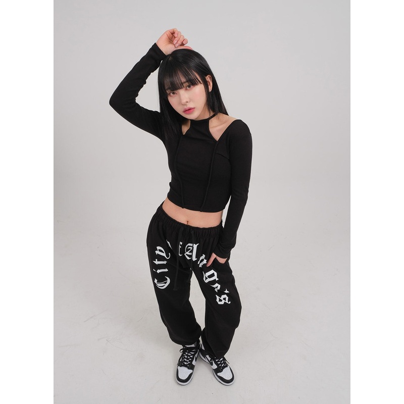 Cut Out Long Sleeve Top C0302|Ivory|Pink|Black|S