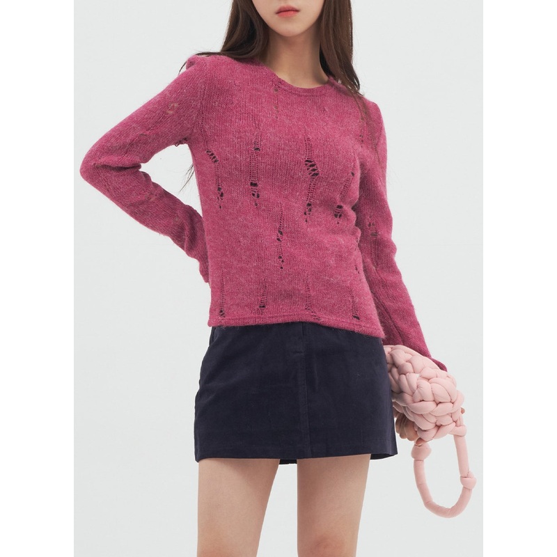 Destroyed Knit Pullover N2|Purple|Gray|S/M