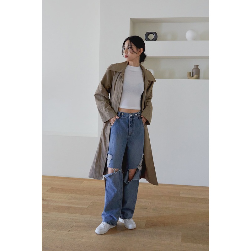 Destroyed Wide Leg Jeans J24|Blue Denim|S|M|L