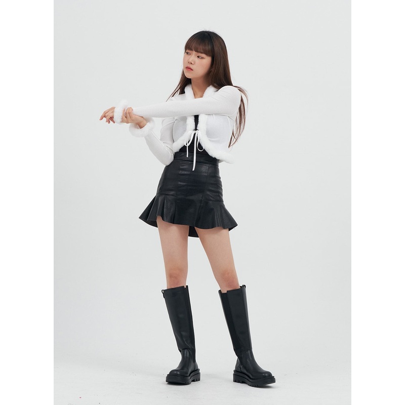 Faux Leather Flared Mini Skirt