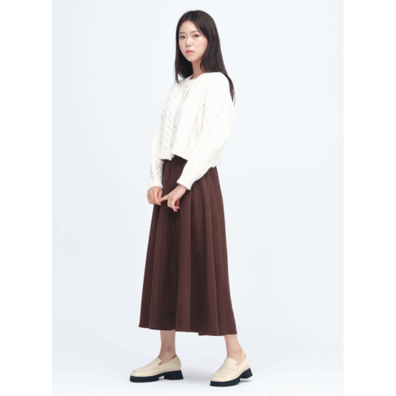 Flared Long Skirt #62|Beige|Brown|Black