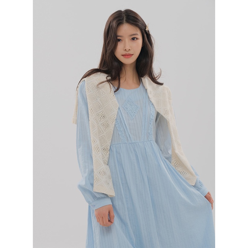 Maxi Dress B2601|Cream|Blue|Free
