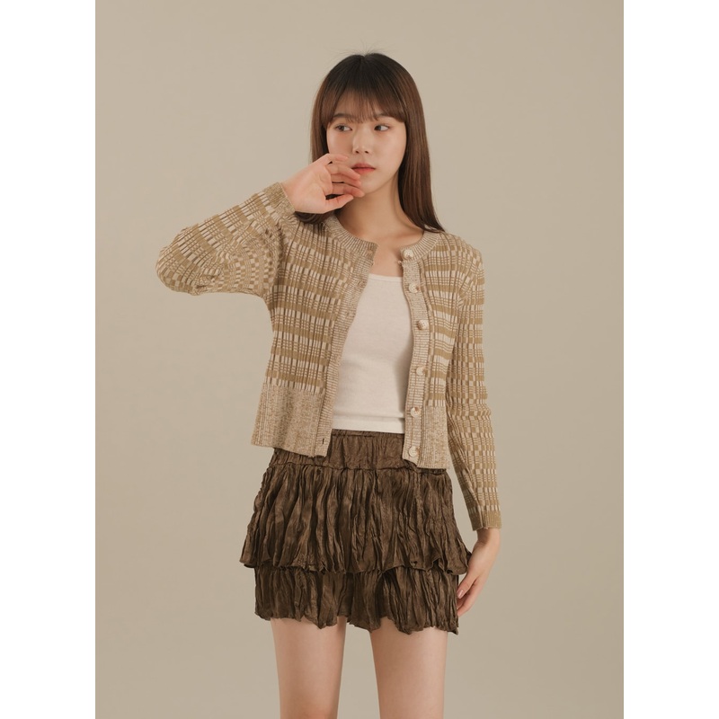 Mixed Check Cropped Cardigan J17