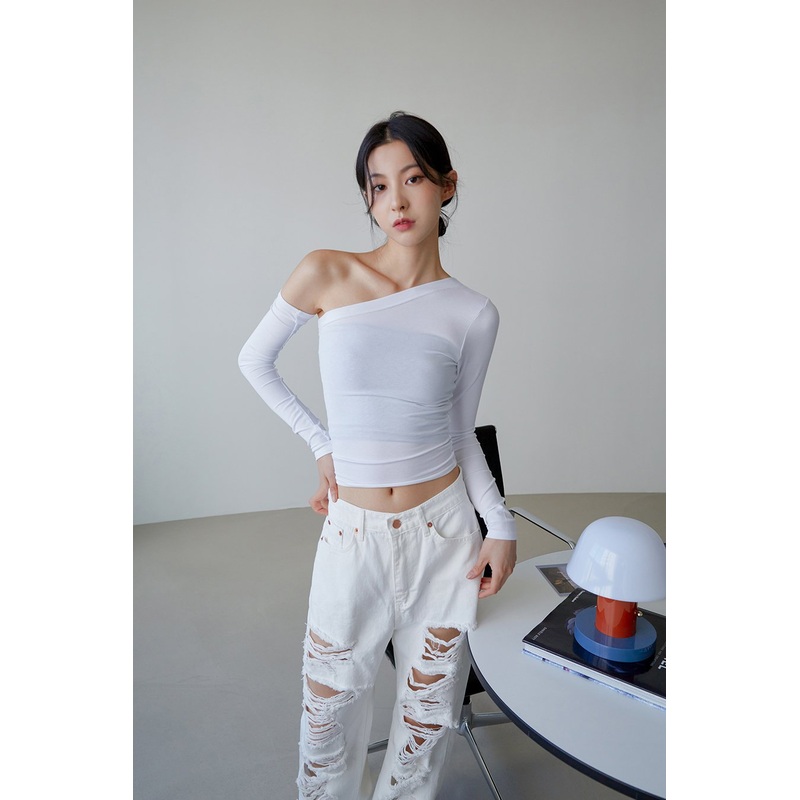One Shoulder Cut Out Crop Top|Cherry Pink|White|Black|S/M