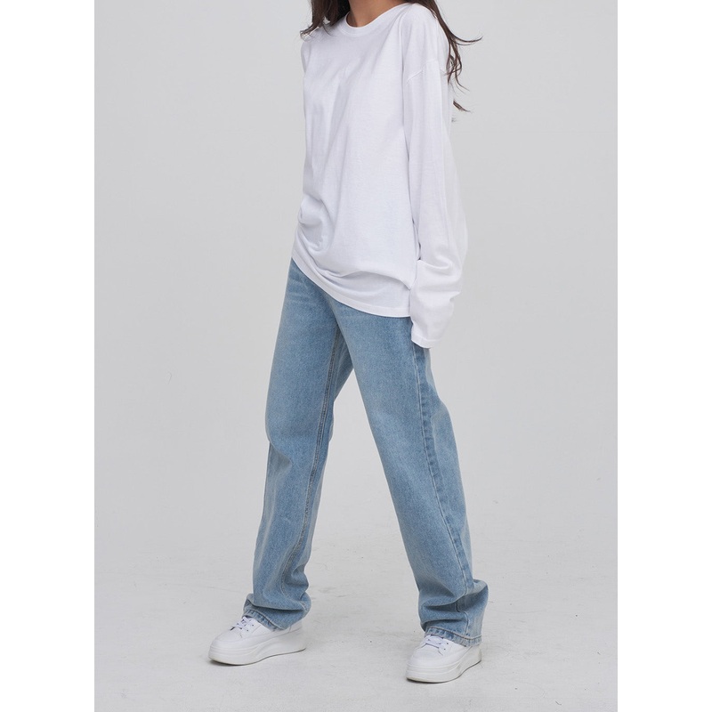 Side Slit Layered Basic T|Ivory|Melange|Navy|Gray|Black|S/M