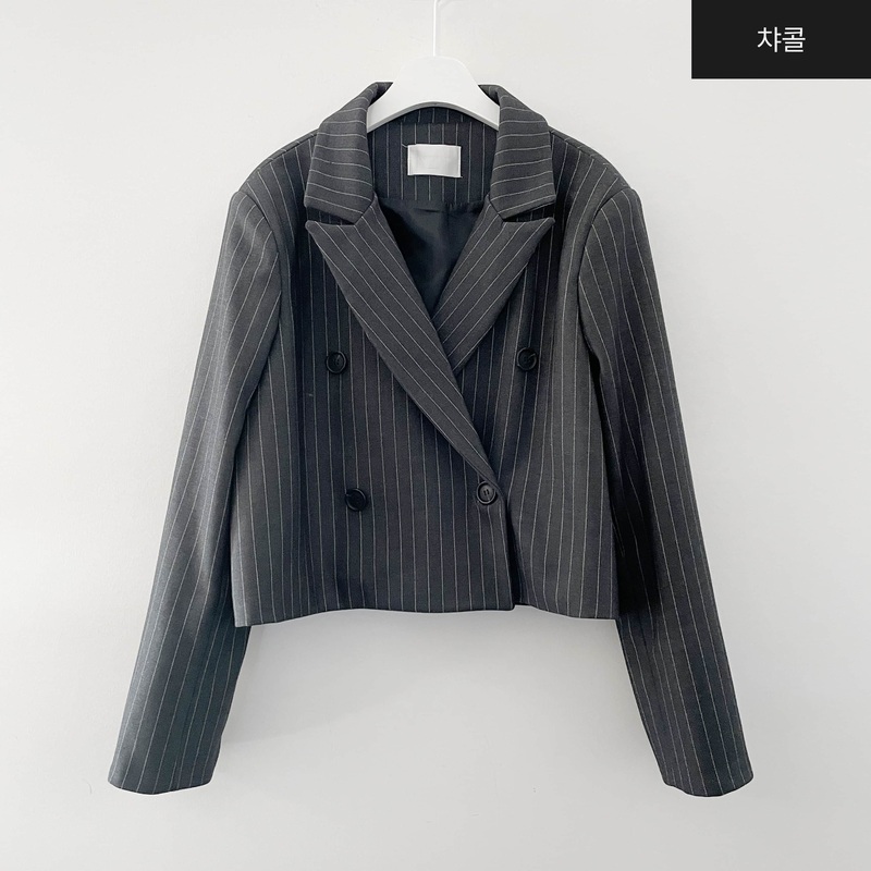Striped Double Cropped Jacket|Charcoal|Black