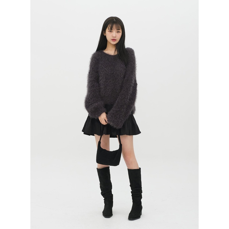 Tiered Mini Skirt J19|Cream|Beige|Black|S