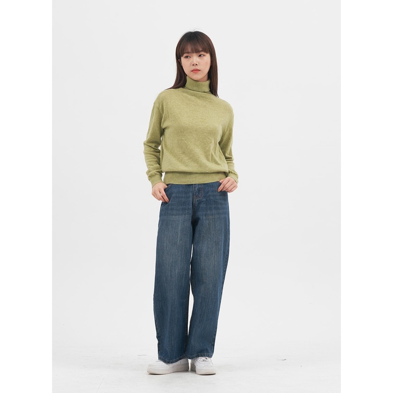 Turtleneck Knit Pullover|Skyblue|Navy|Oatmeal|Gray|Ivory|Brown|Mustard|Black|Charcoal|Green|S/M
