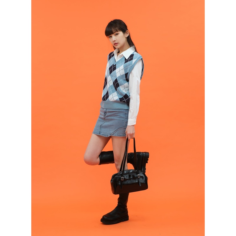 Argyle Pattern Vest C1703|Gray|Black|Red|Mocha|Ivory|Skyblue|S/M