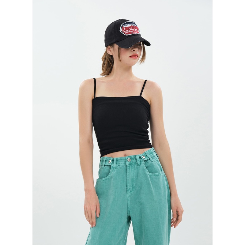 Basic Cropped Cami Top CA20|Black|Ivory|Gray|S/M