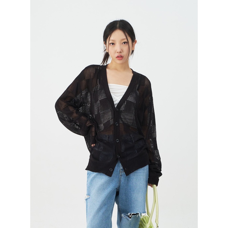 Checkered Oversized Cardigan CJ09
