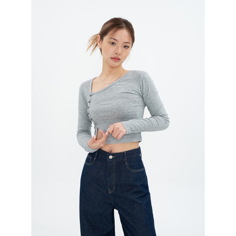 Cropped Cardigan with Diagonal Buttons CM22