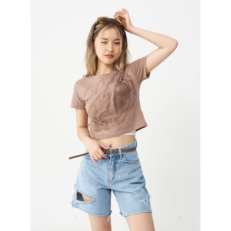 Gradient Crop Top CJ16|Beige|Khaki|S/M