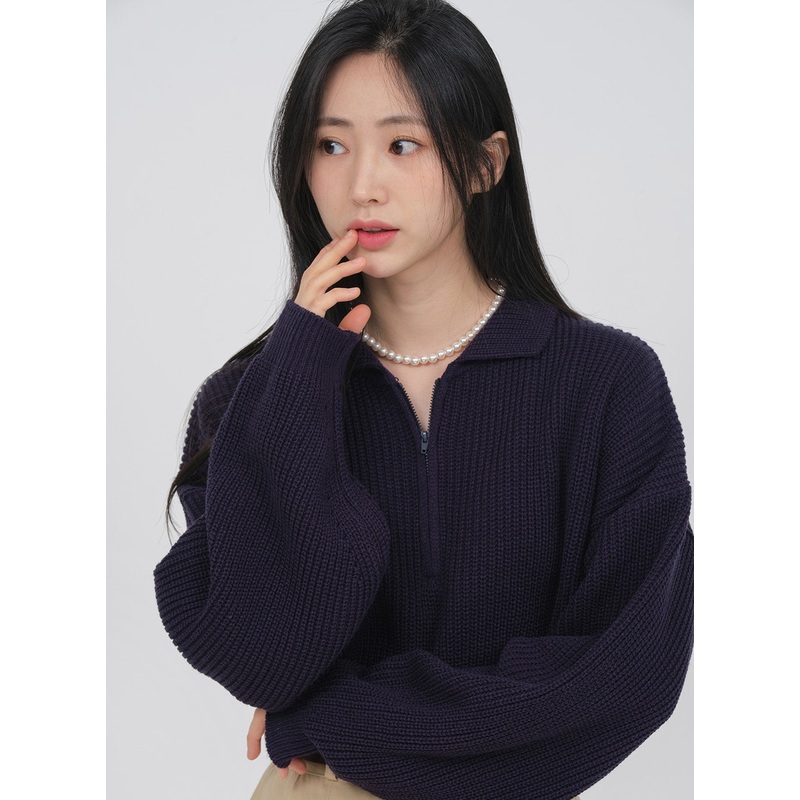 Half Zip-up Knitted Sweat Shirt OA01