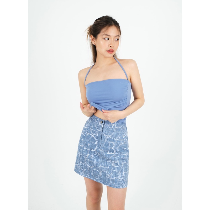 Halterneck Shirred Top with Padding CM9