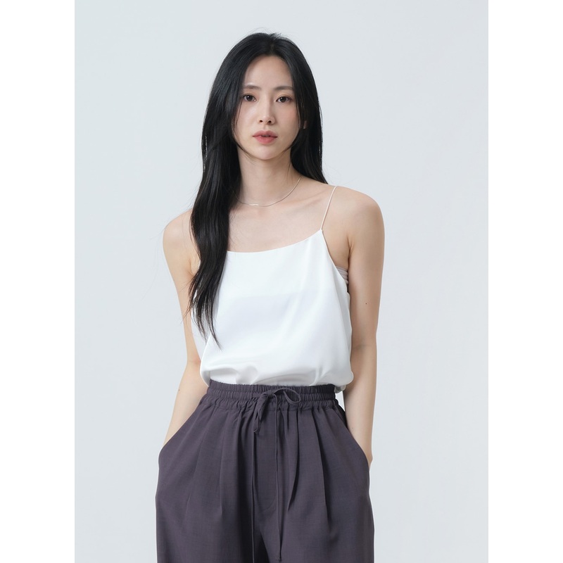Loose Fit Satin Cami Top OY18|White|Pink|Black|S/M