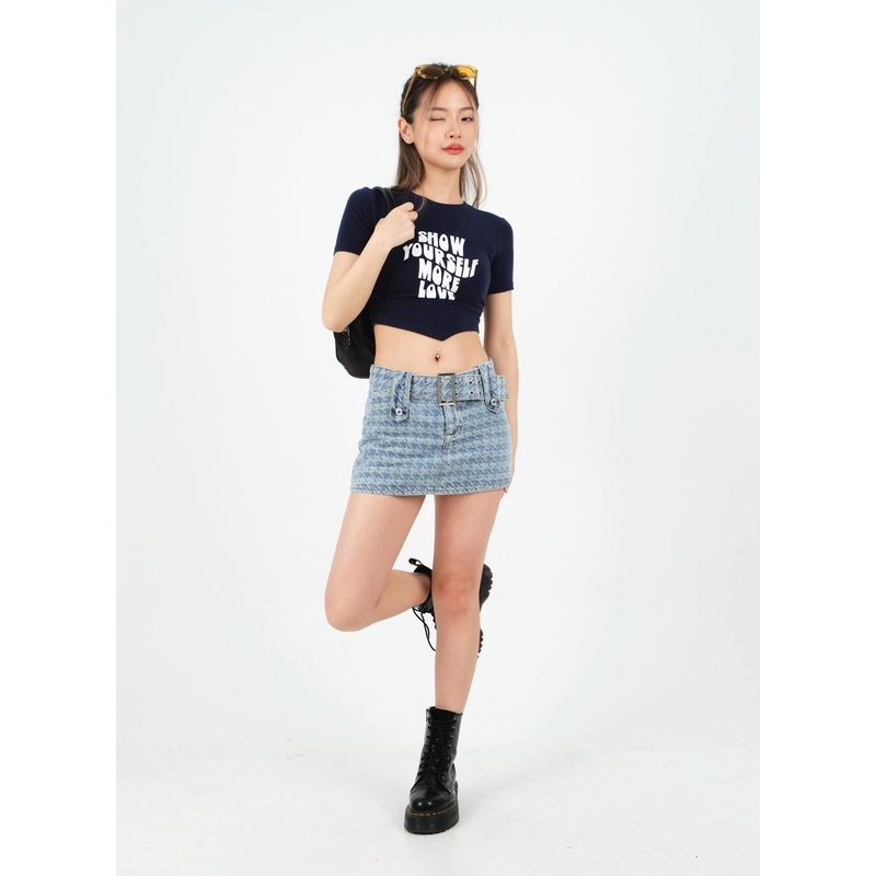 Low-Rise Micro Mini Skirt with Belt Set CM02