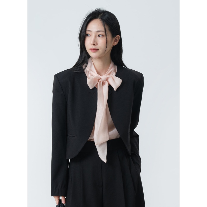 Minimalist Collarless Single Button Tailored Bolero OY19