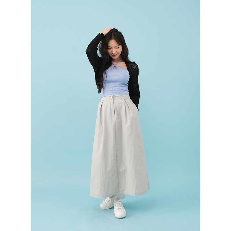 Nylon Maxi Skirt with Banded Back BJ03