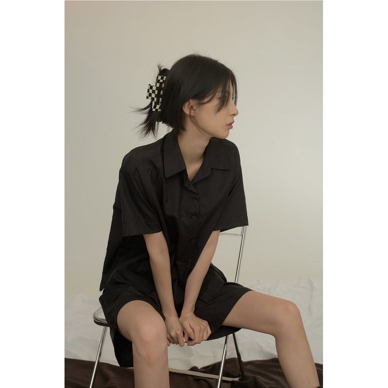 Plaid Hair Claw Clip CA04|Black-Check|One Size