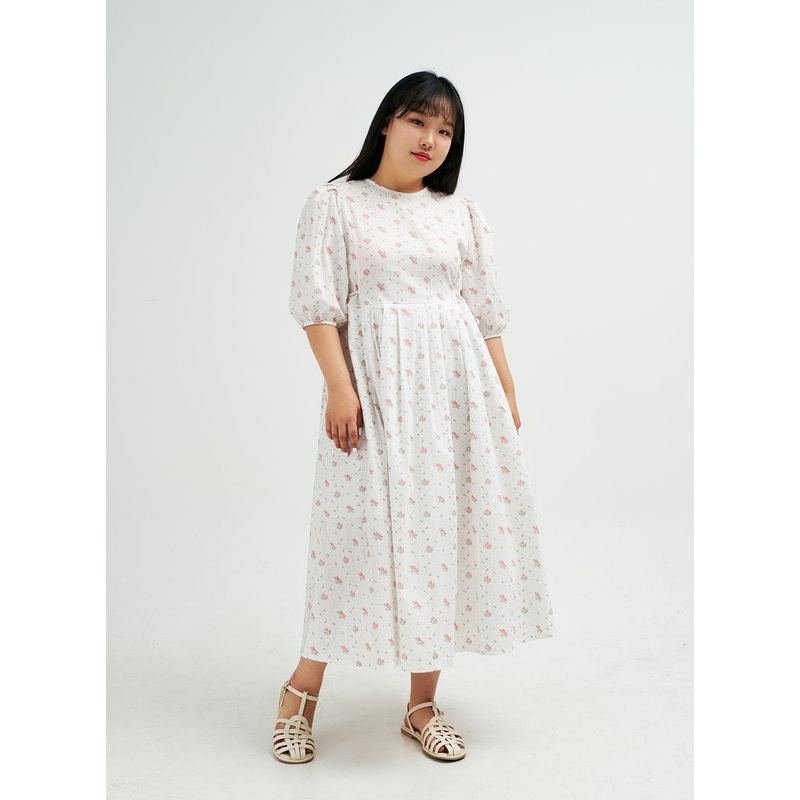 Plus Romantic Flower Print Ribbon Tie Maxi Dress IY24