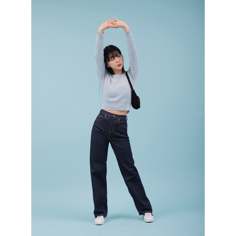 Ribbed Cropped Knit Top CM17|Black|Skyblue|Gray|Green|Cream|Pink|S