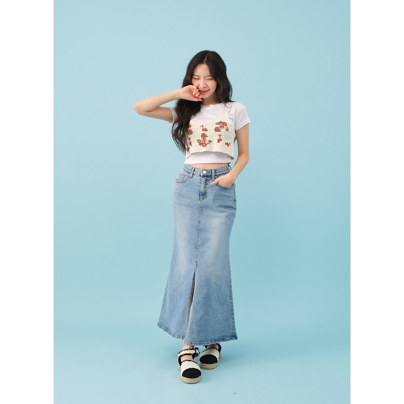 Slit Mermaid Fit Denim Maxi Skirt BJ03