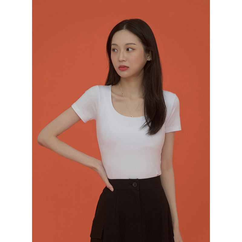 Square Neck Slim Fit Short Sleeve T Shirt CM5