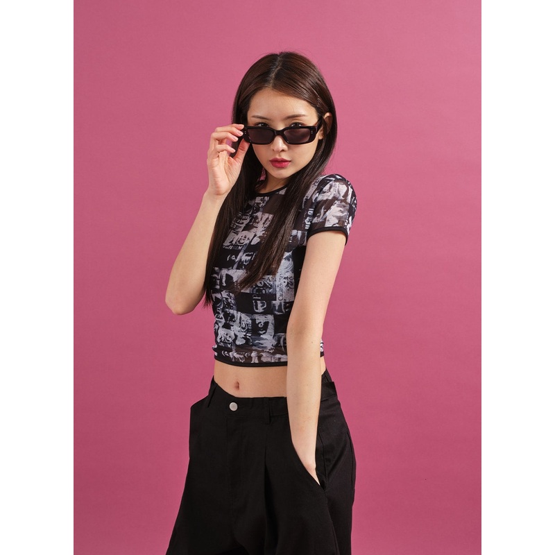 Square Shaped Sunglasses CY17|Black|Beige|One Size