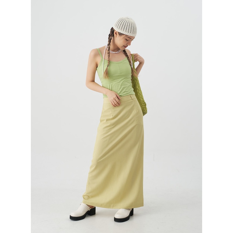 Tailored Maxi Skirt CJ08|Ivory|Gray|Black|Yellow|S|M