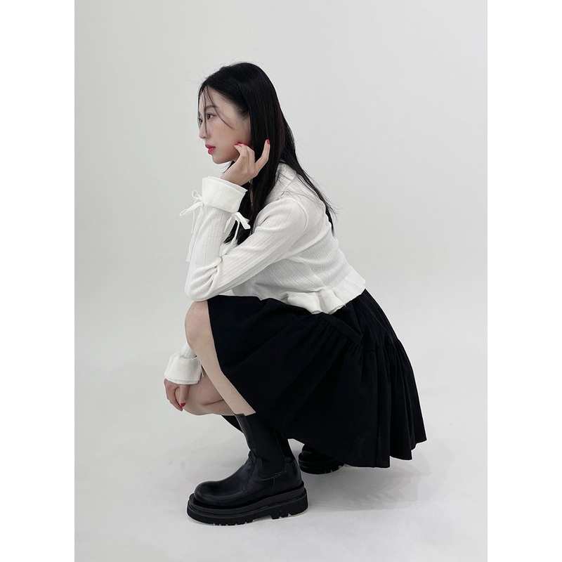Tiered Skirt FF28|Black|Ivory|S
